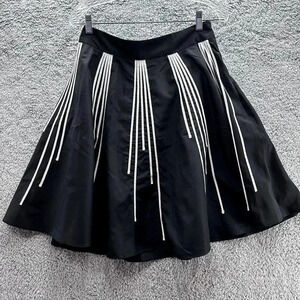 The‎ Limited Size Small Skirt Black with White Lines